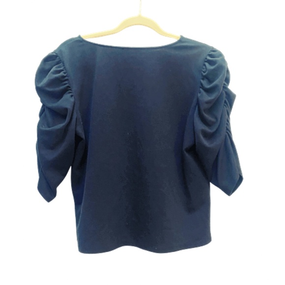 Line & Dot Tops - FREE with Bundle Line and Dot ruffled arm navy blue shirt